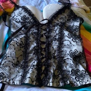 Black and white womens corset